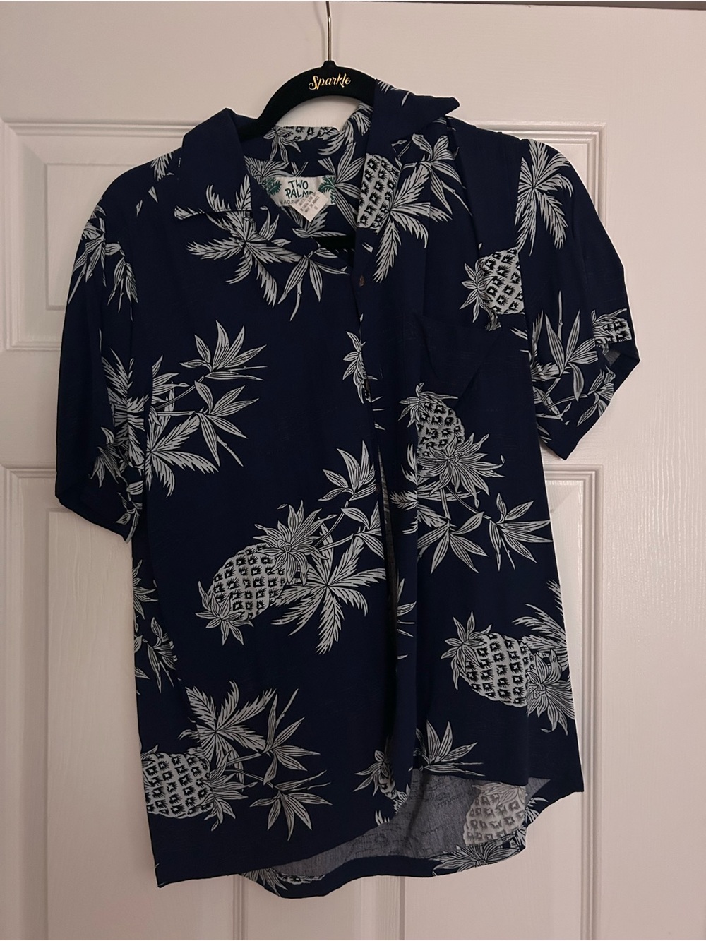 Two Palms Men's Navy Pineapple Short Sleeve Button-Down Shirt
